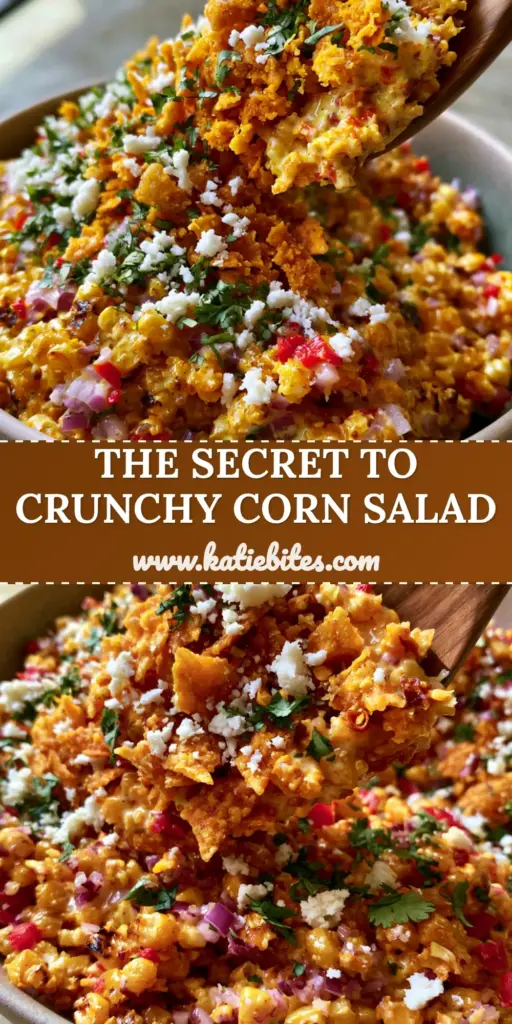 Frito Corn Salad with Charred Corn and Chili Cheese Crunch 4 A high-angle photo of vibrant Frito Corn Salad with charred corn, Chili Cheese Fritos, and lime dressing in a ceramic bowl. (frito corn salad)