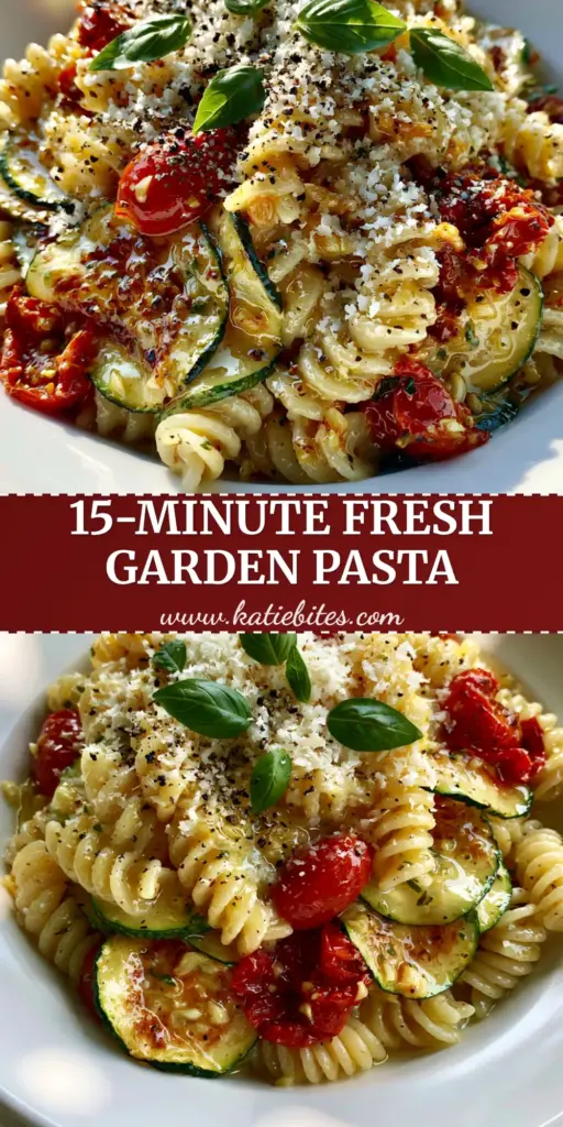 A wide-rimmed white bowl filled with summer garden pasta, featuring seared zucchini, blistered tomatoes, and a snowy dusting of parmesan cheese. (summer garden pasta)